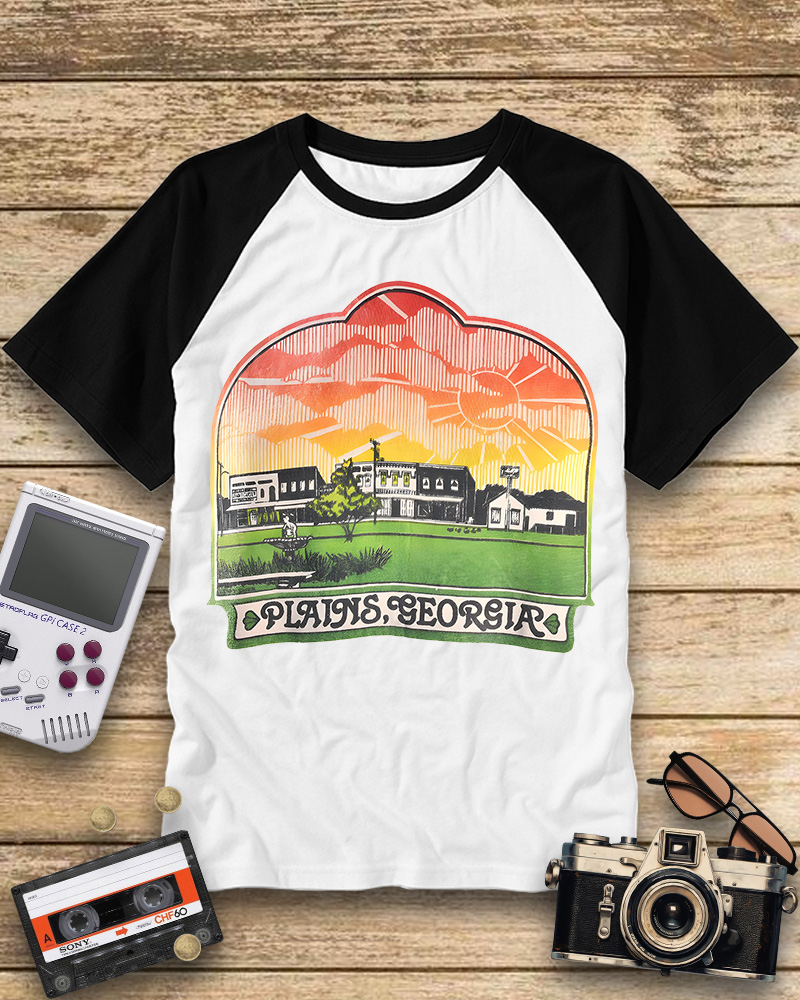 TheRetroTee Jimmy Carter 1970s Raglan Baseball T-Shirt