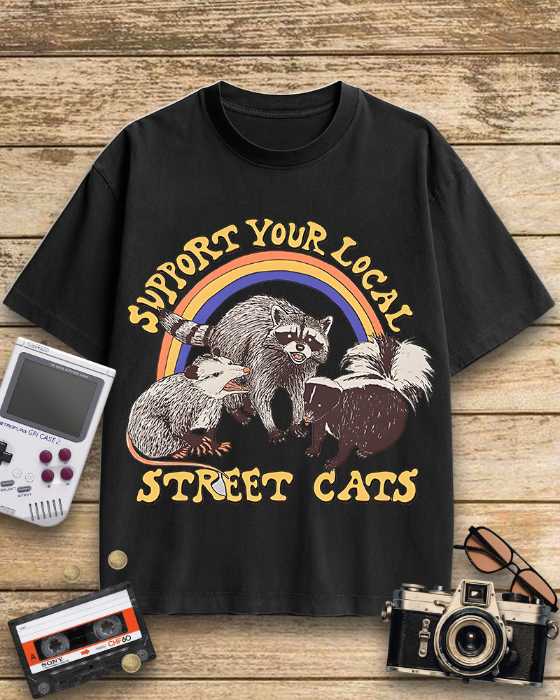 TheRetroTee Street Cats 1970s Cotton T-Shirt