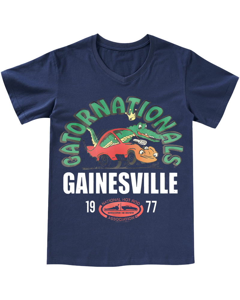 TheRetroTee NHRA Eye-Catching 1970s V-neck T-Shirt