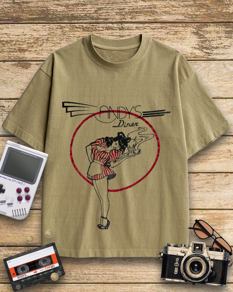 TheRetroTee Andy's Diner 1980s Cotton T-Shirt