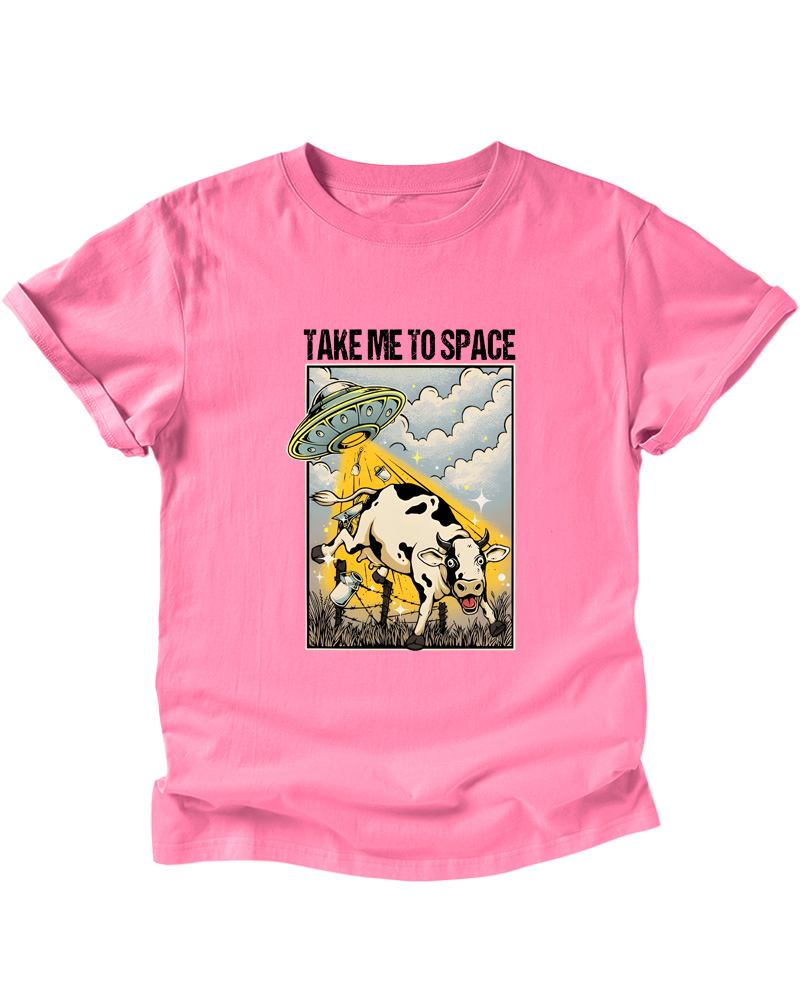 TheRetroTee Take Me To Space Cow Abduction 1950s Kids T-Shirt