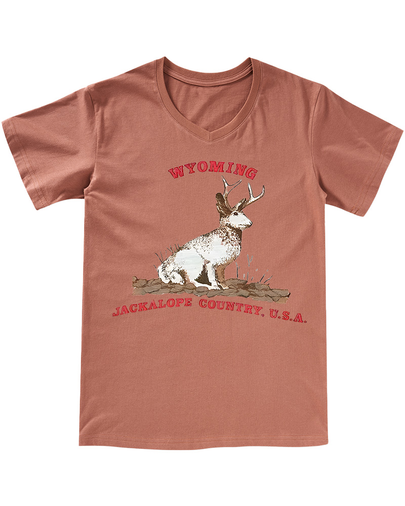 TheRetroTee 60's Wyoming Jackalope Country V-neck T-Shirt