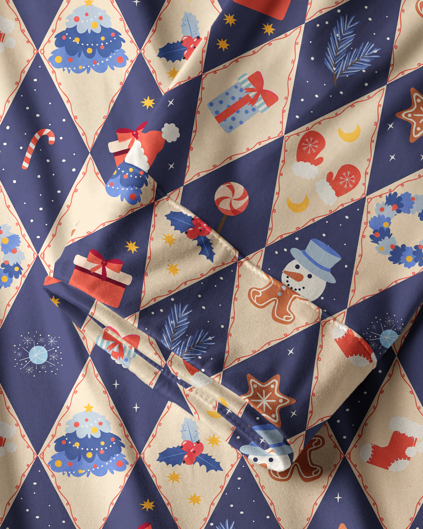 TheRetroTee Argyle Christmas Joy Vintage Pajama Set