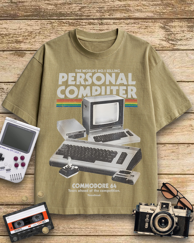 TheRetroTee Commodore 64 1980s Cotton T-Shirt