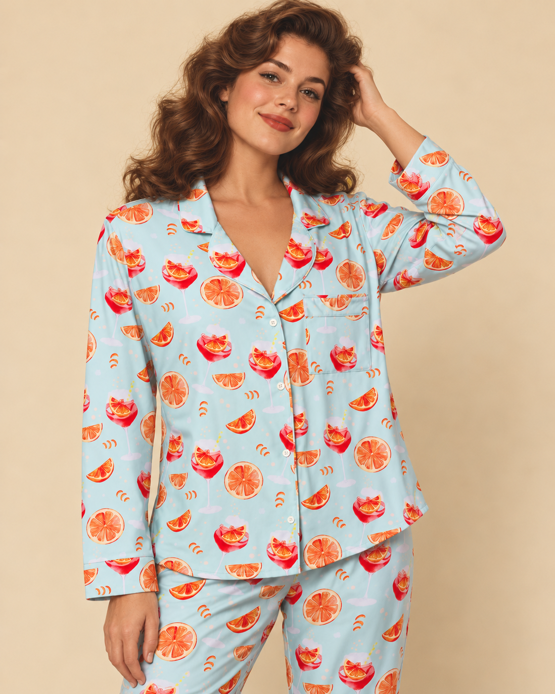 TheRetroTee Aperol Spritz Citrus Vintage Pajama Set