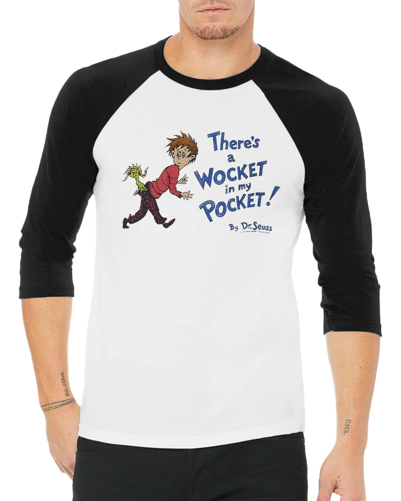 TheRetroTee Wocket Cover Distressed Long Sleeve Raglan T-Shirt