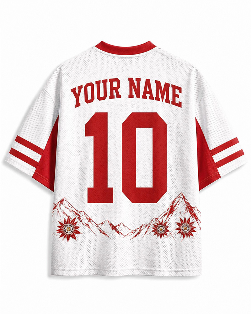 TheRetroTee Personalized Switzerland Soccer Mesh Jersey