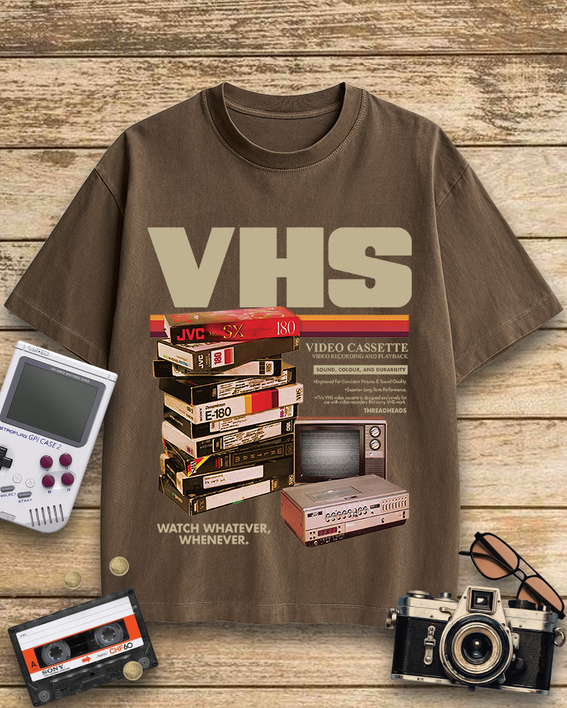 TheRetroTee VHS Tapes 1980s Cotton T-Shirt