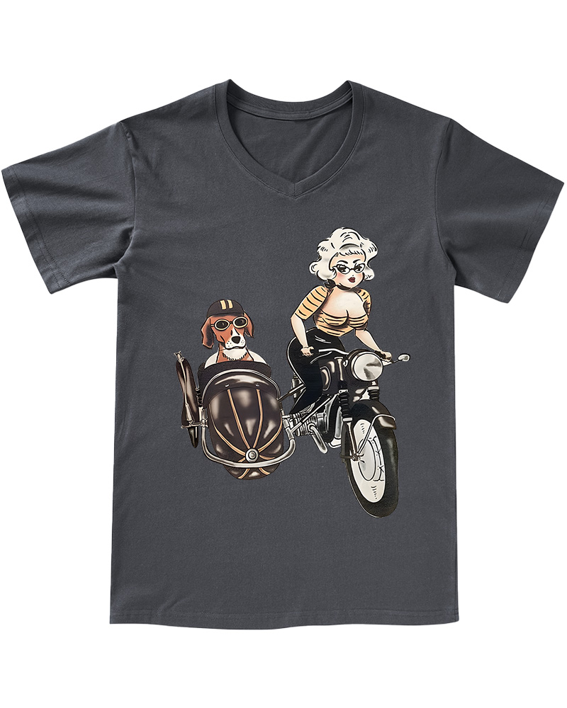 TheRetroTee On The Road Fitted 1950s V-neck T-Shirt