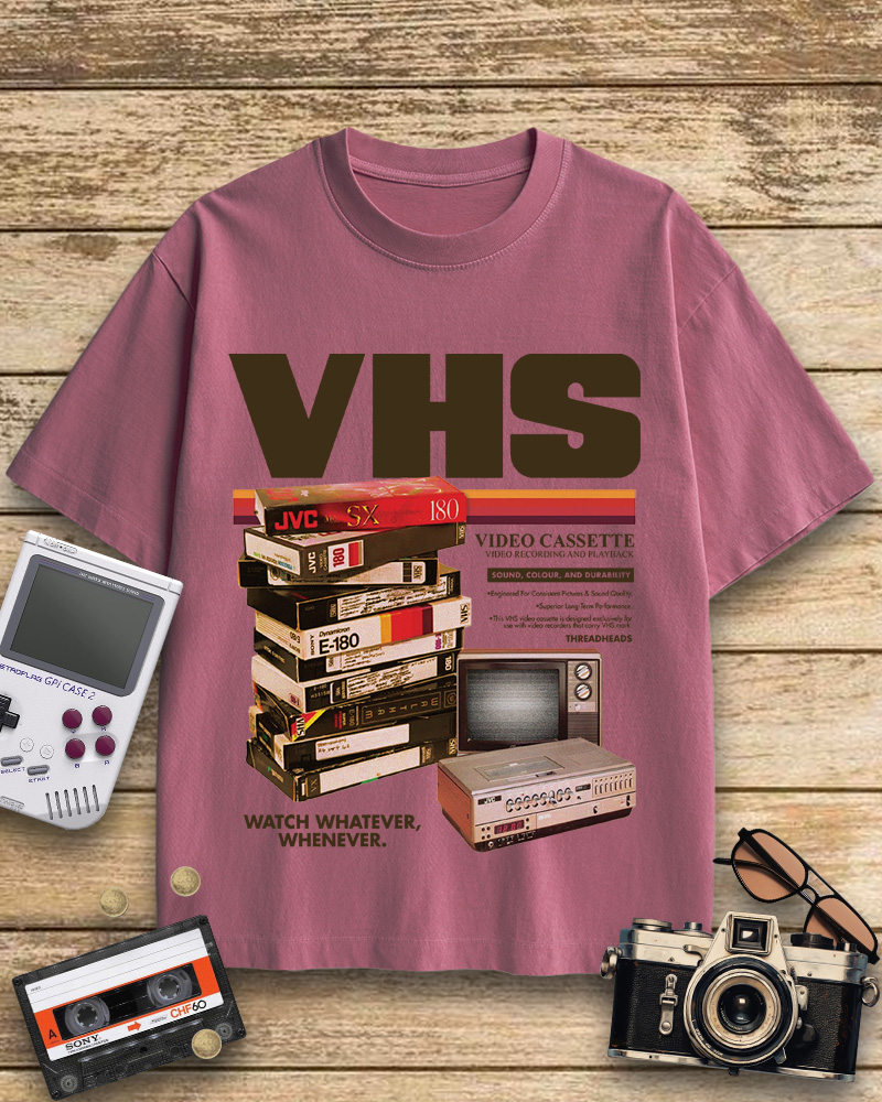 TheRetroTee VHS Tapes 1980s Cotton T-Shirt