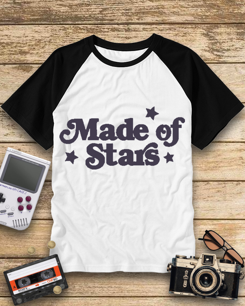 TheRetroTee Made Of Stars Raglan Baseball T-Shirt