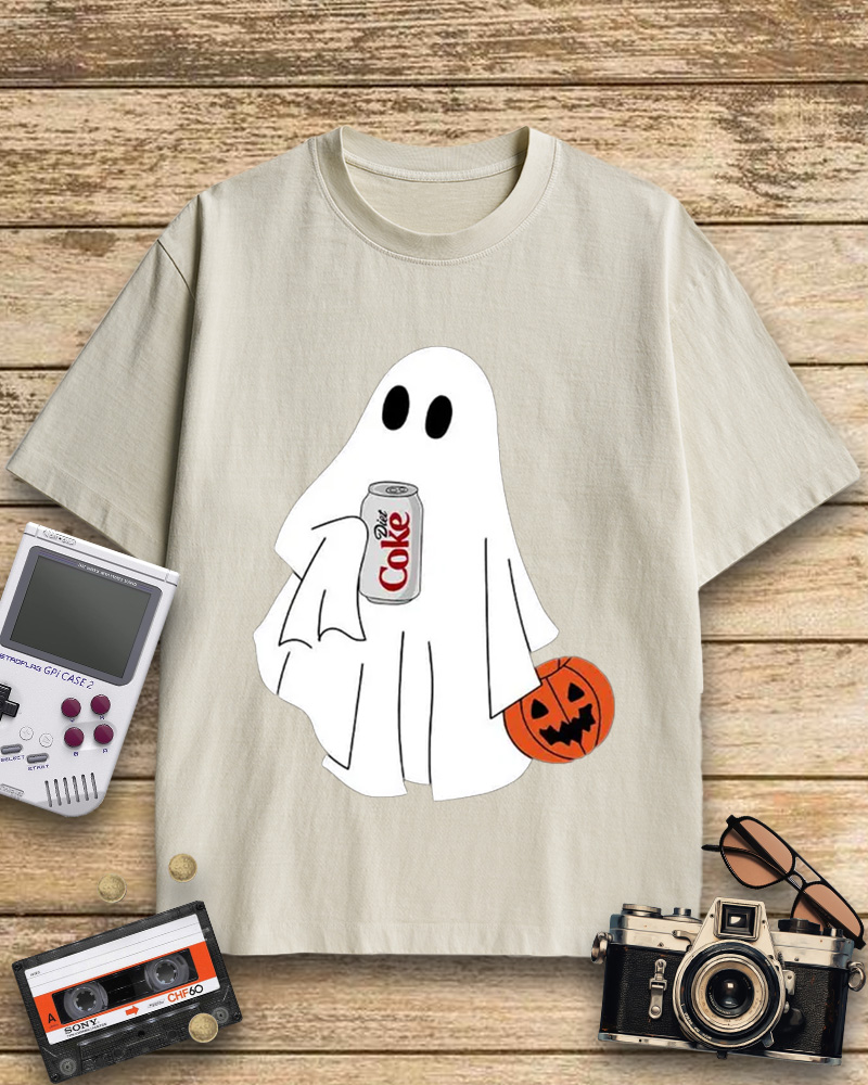 TheRetroTee Halloween Diet Coke Ghost 1980s Cotton T-Shirt