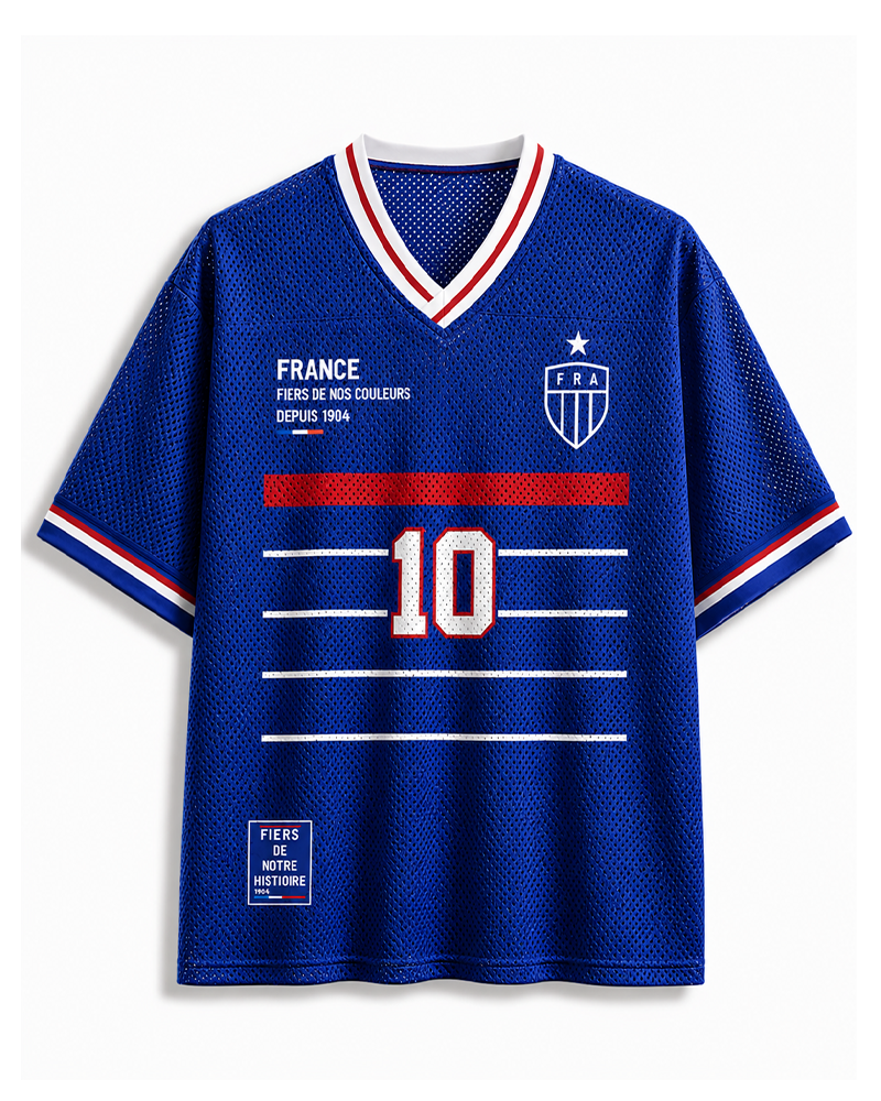 TheRetroTee France #10 Soccer Retro European Football Mesh Jersey