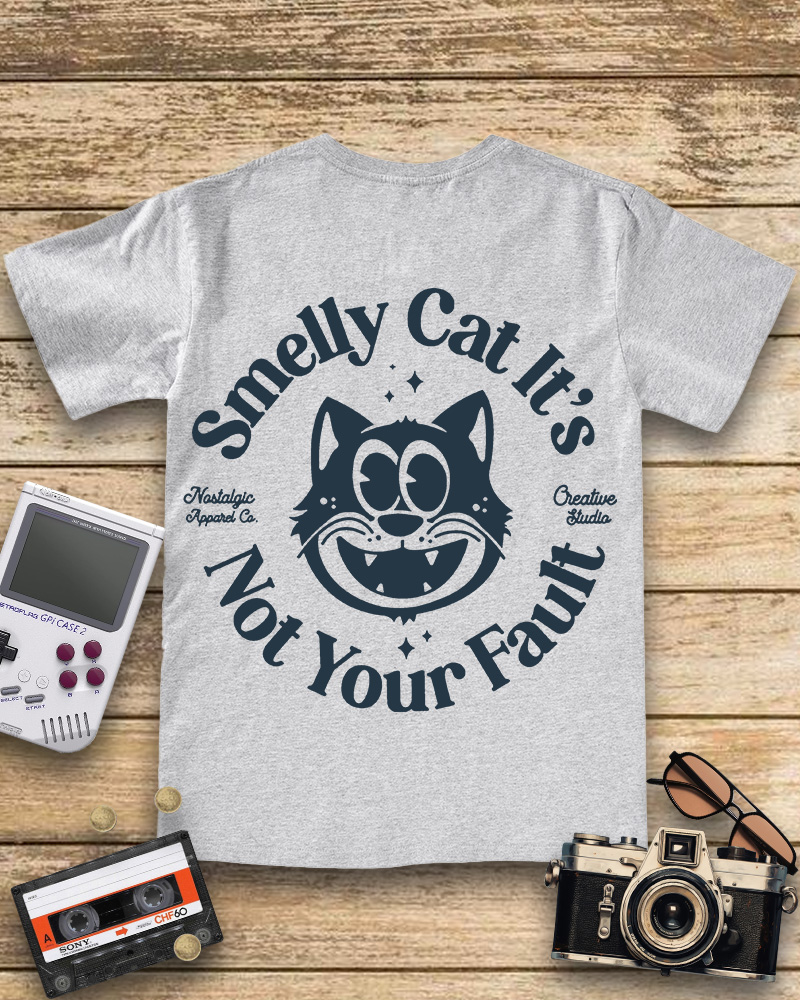 TheRetroTee Smelly Cat  V-neck T-Shirt