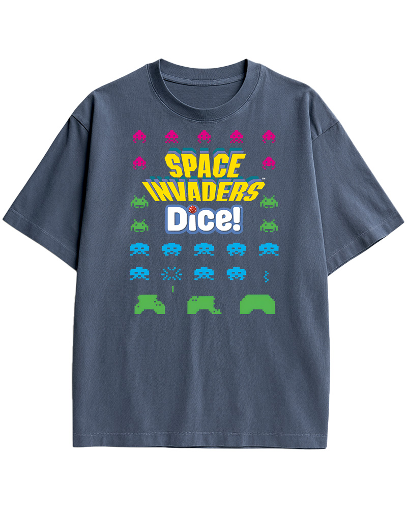 TheRetroTee Space Invaders Dice 1980s Cotton T-Shirt