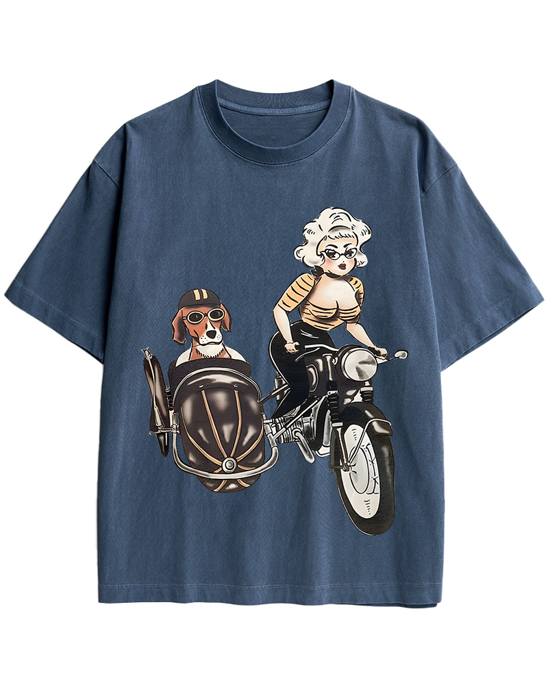 TheRetroTee On The Road Fitted 1950s Cotton T-Shirt