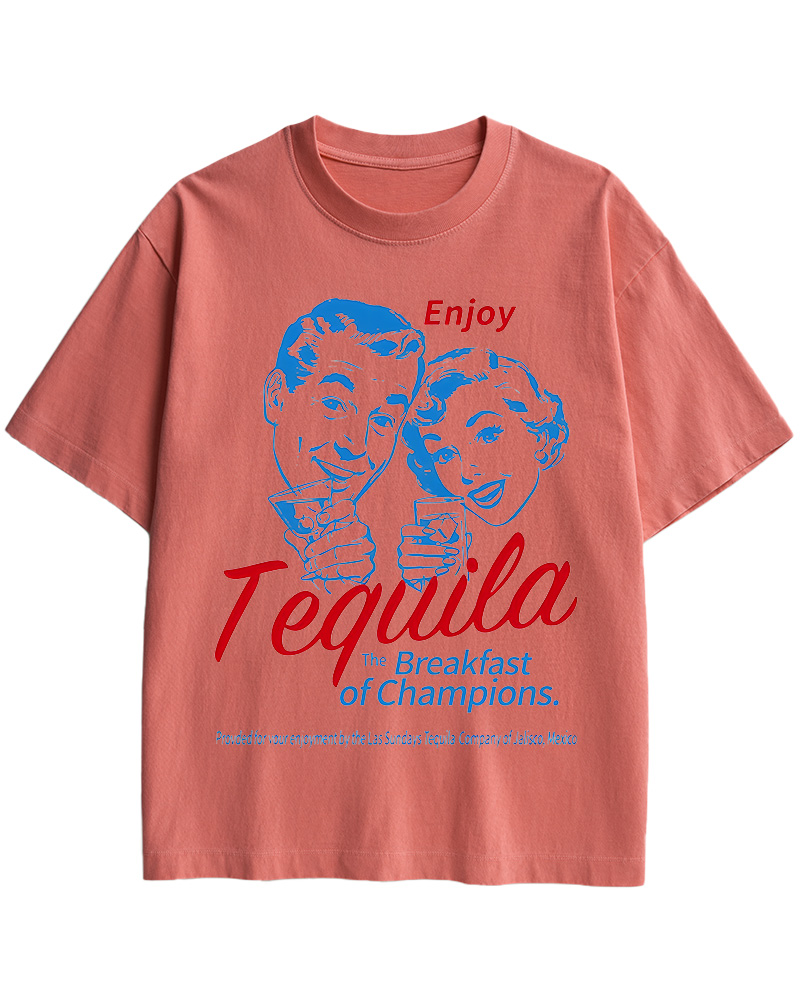 TheRetroTee Enjoy Tequila The Breakfast Of Champions 1950s Cotton T-Shirt