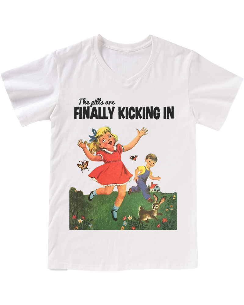 TheRetroTee The Pills Are Finally Kicking In 1950s V-neck T-Shirt