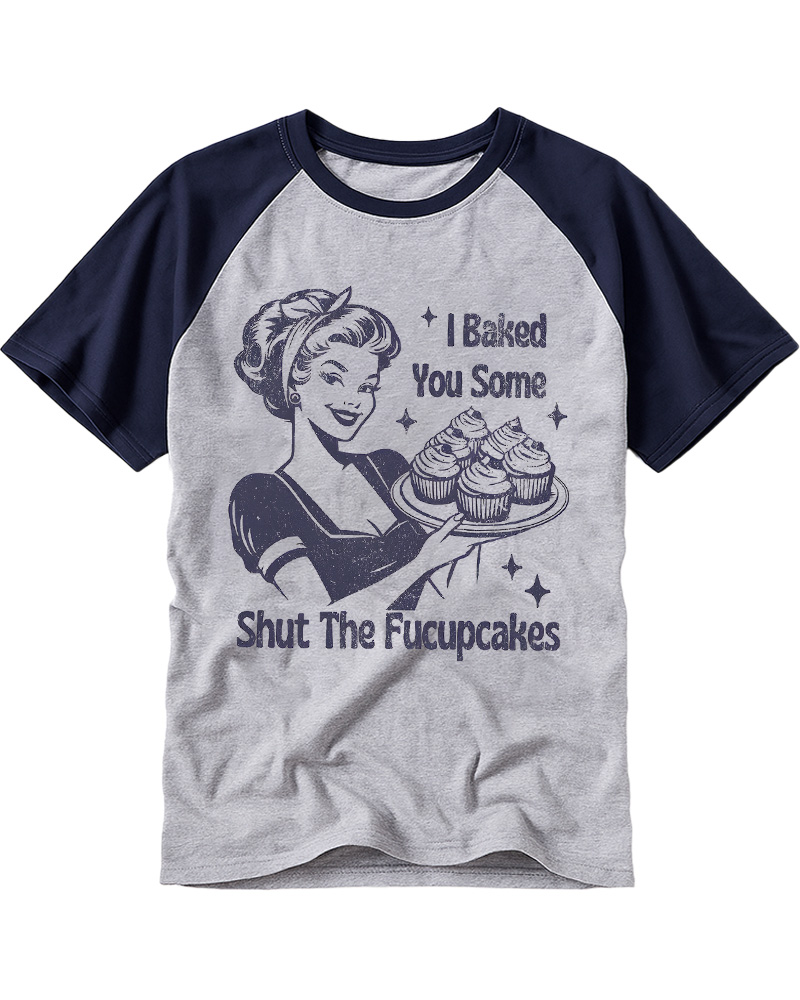 TheRetroTee 50s Shut The Fucupcakes Raglan Baseball T-Shirt