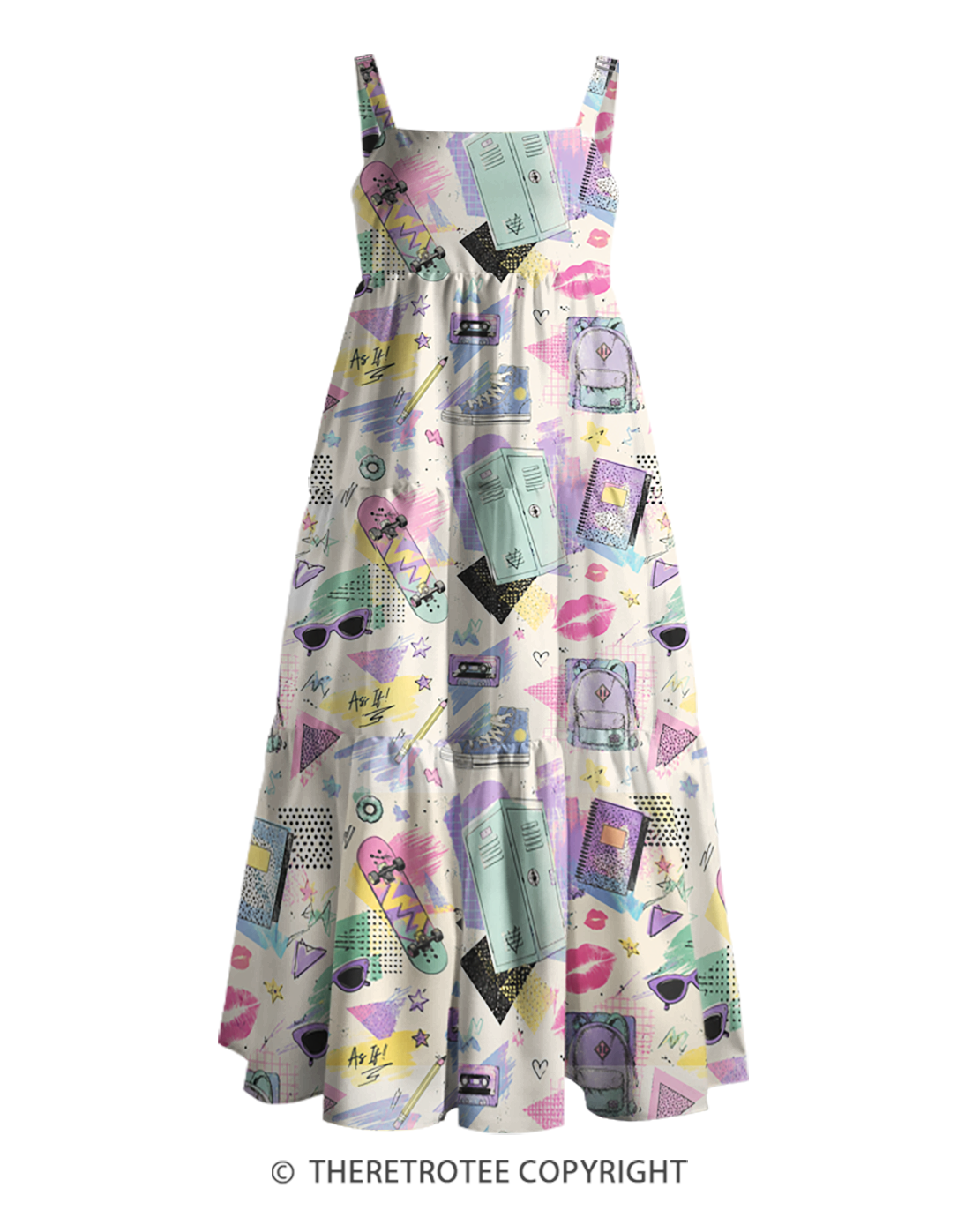 TheRetroTee Mall Days Pop Culture 1990s Strappy Maxi Dress