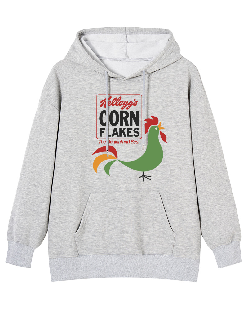 TheRetroTee Kellogg's Corn Flakes Cereal Rooster 1960s Cotton Hoodie