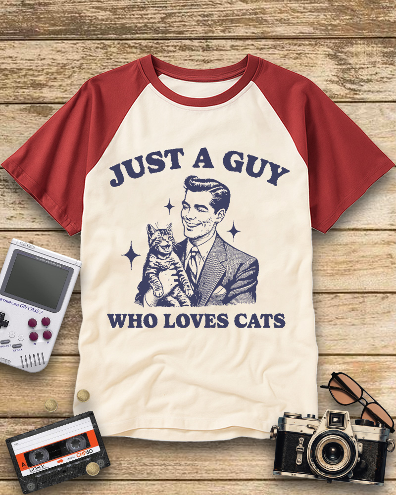 TheRetroTee Cat Lover 1960s Raglan Baseball T-Shirt