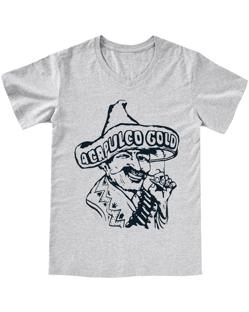 Vintage 80s Acapulco Gold Cannabis Marijuana Weed Hispanic V-neck T-Shirt