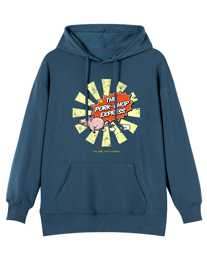 TheRetroTee Pork Chop Express 1980s Cotton Hoodie