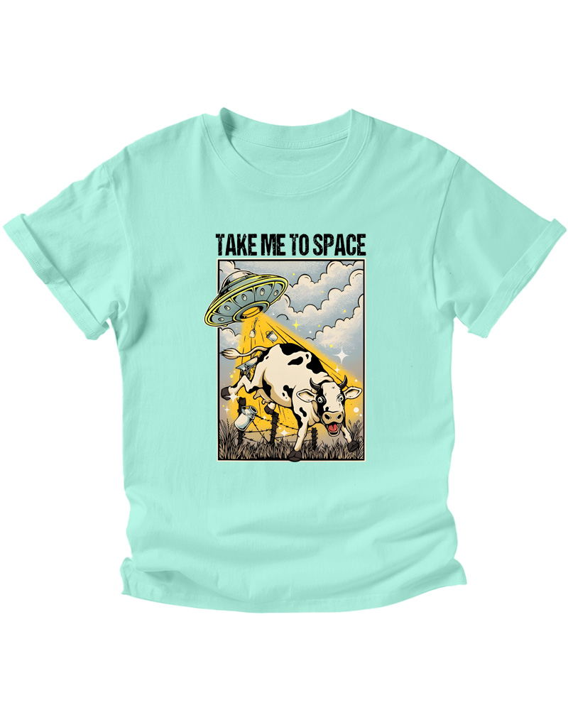 TheRetroTee Take Me To Space Cow Abduction 1950s Kids T-Shirt