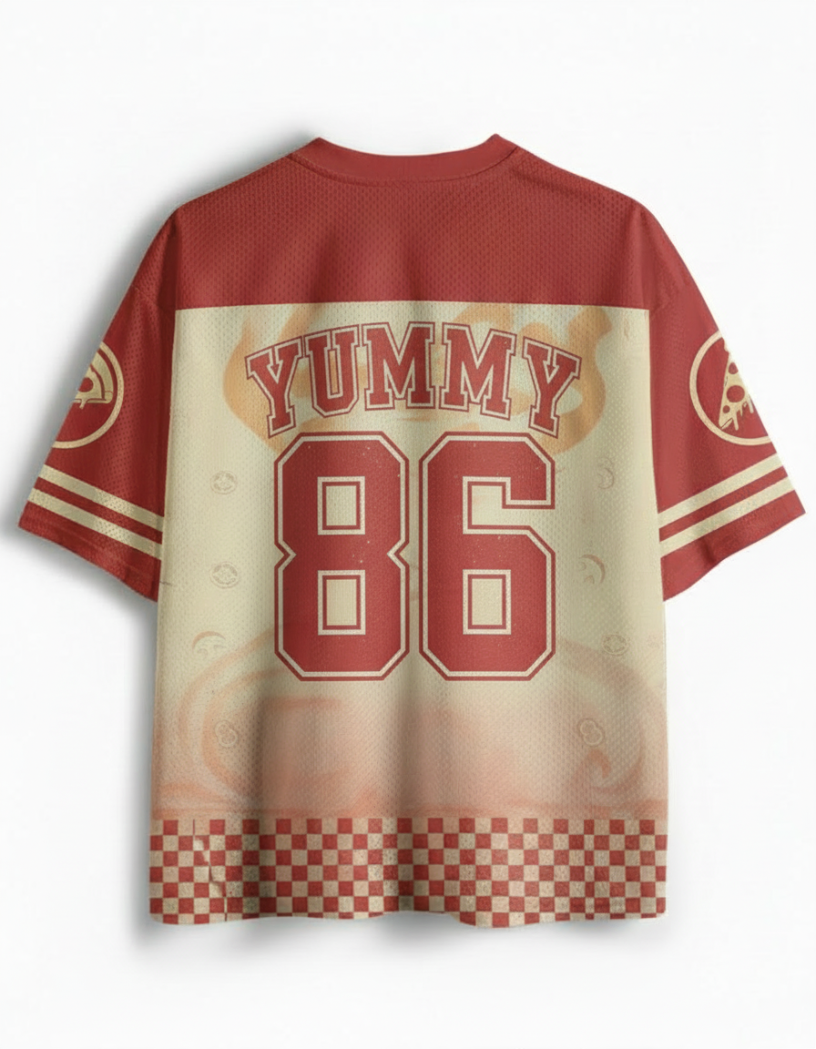 TheRetroTee Happy Dog Pizza Time 1970s Mesh Jersey