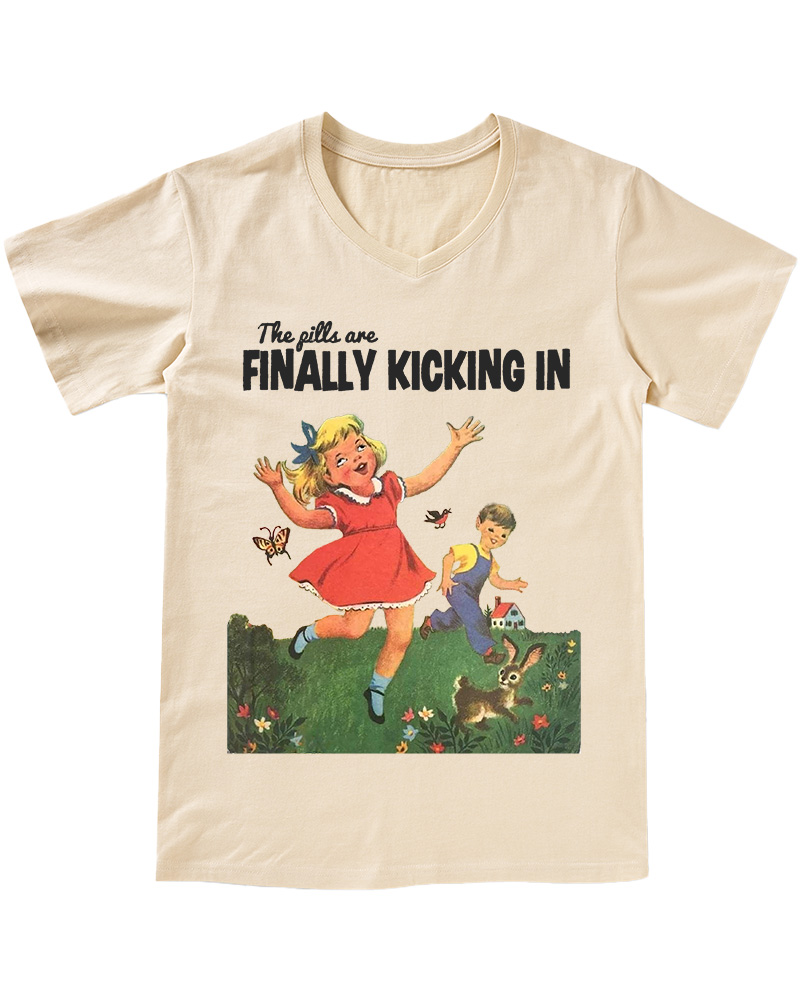TheRetroTee The Pills Are Finally Kicking In 1950s V-neck T-Shirt