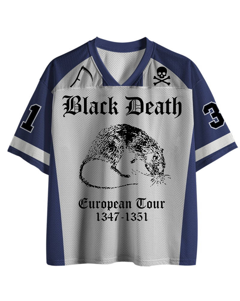 TheRetroTee Black Death European Tour Gothic Horror Mesh Jersey
