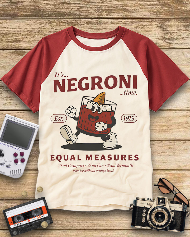 TheRetroTee Negroni Cocktail Raglan Baseball T-Shirt