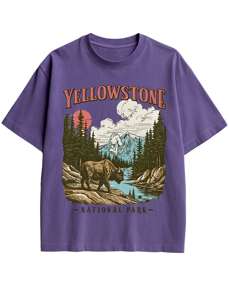 TheRetroTee Yellowstone National Park Pin-Up Cotton T-Shirt