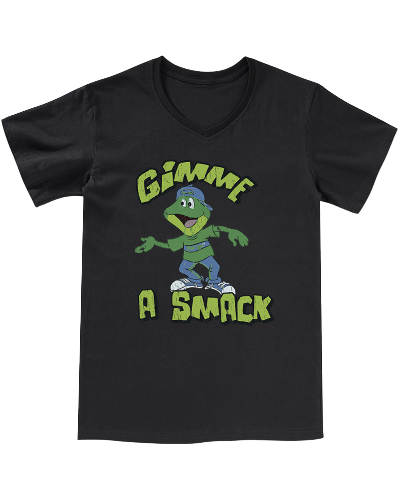 TheRetroTee Gimme A Smack Soft Adult 1970s V-neck T-Shirt