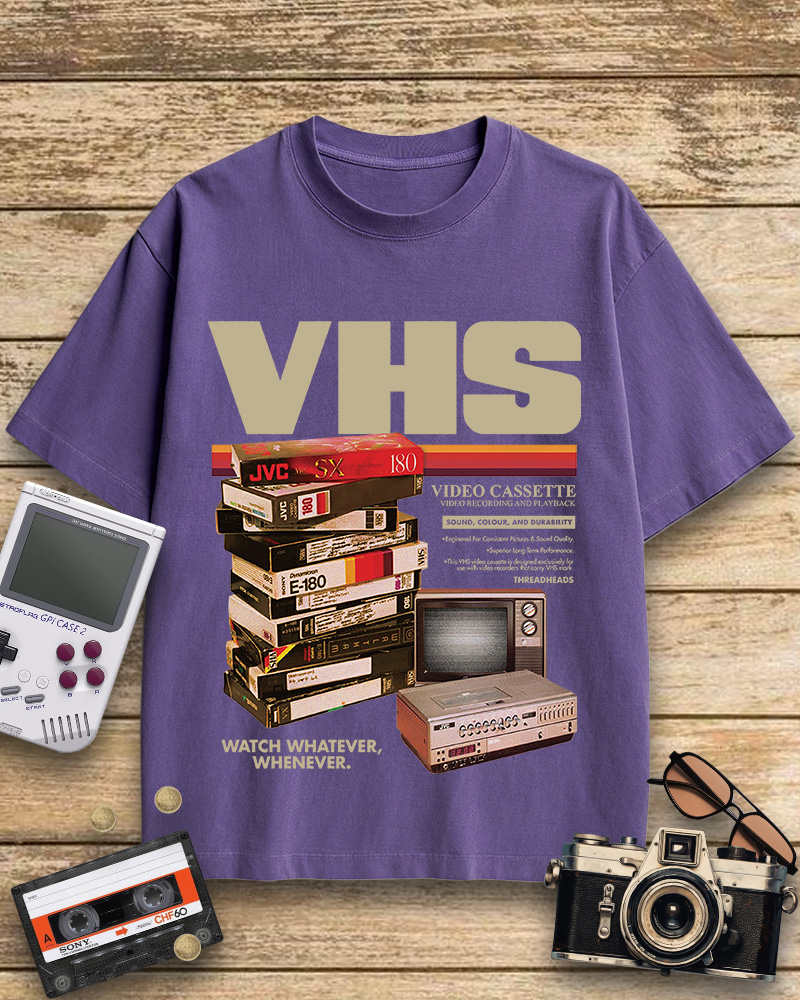 TheRetroTee VHS Tapes 1980s Cotton T-Shirt
