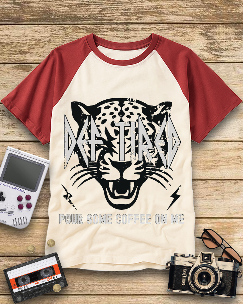 TheRetroTee Pour Some Coffee On Me 1980s Raglan Baseball T-Shirt