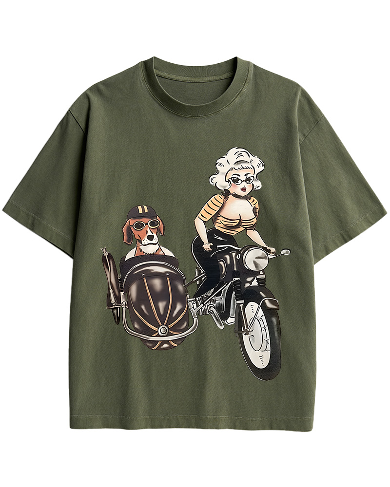 TheRetroTee On The Road Fitted 1950s Cotton T-Shirt