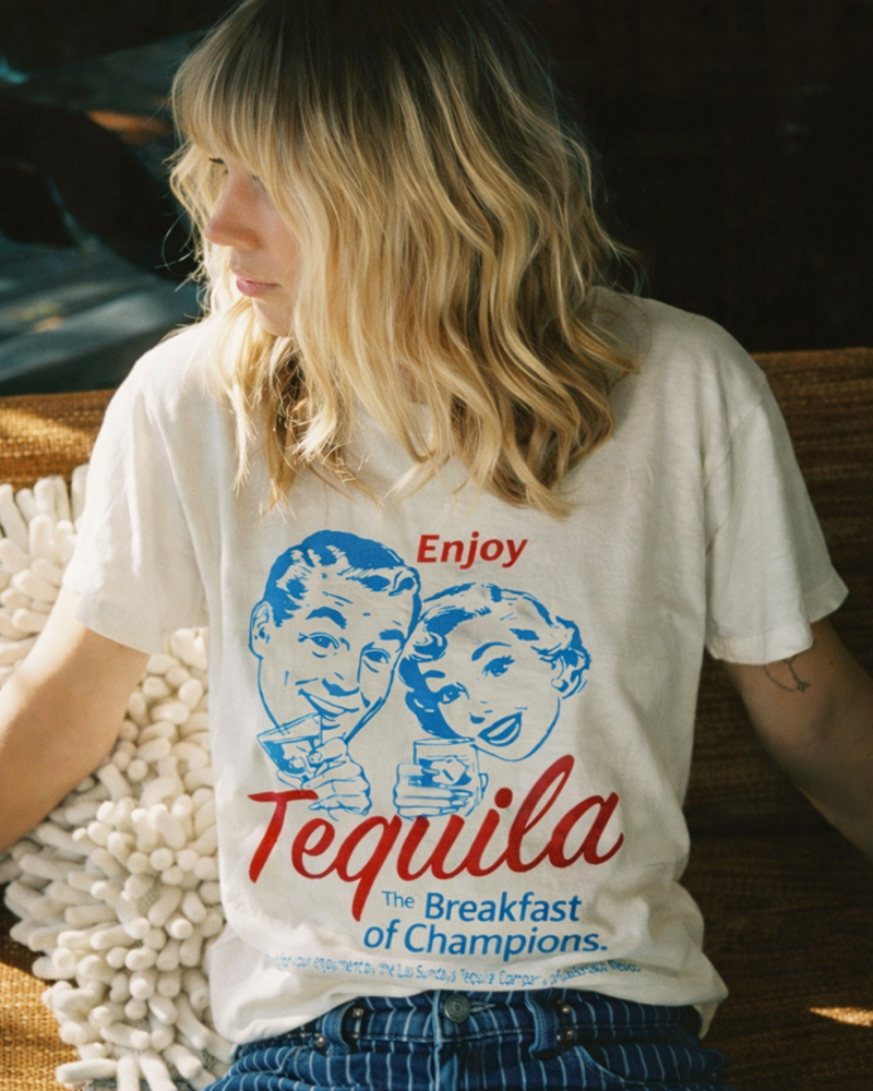 TheRetroTee Enjoy Tequila The Breakfast Of Champions 1950s Cotton T-Shirt