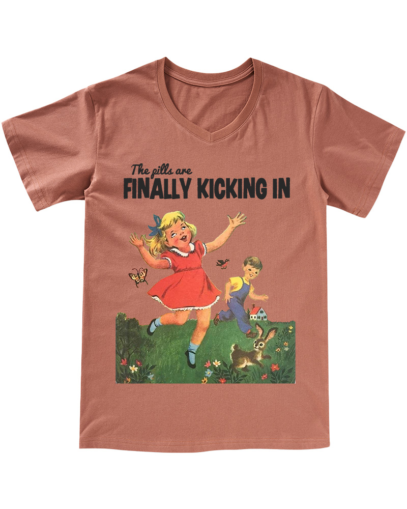 TheRetroTee The Pills Are Finally Kicking In 1950s V-neck T-Shirt