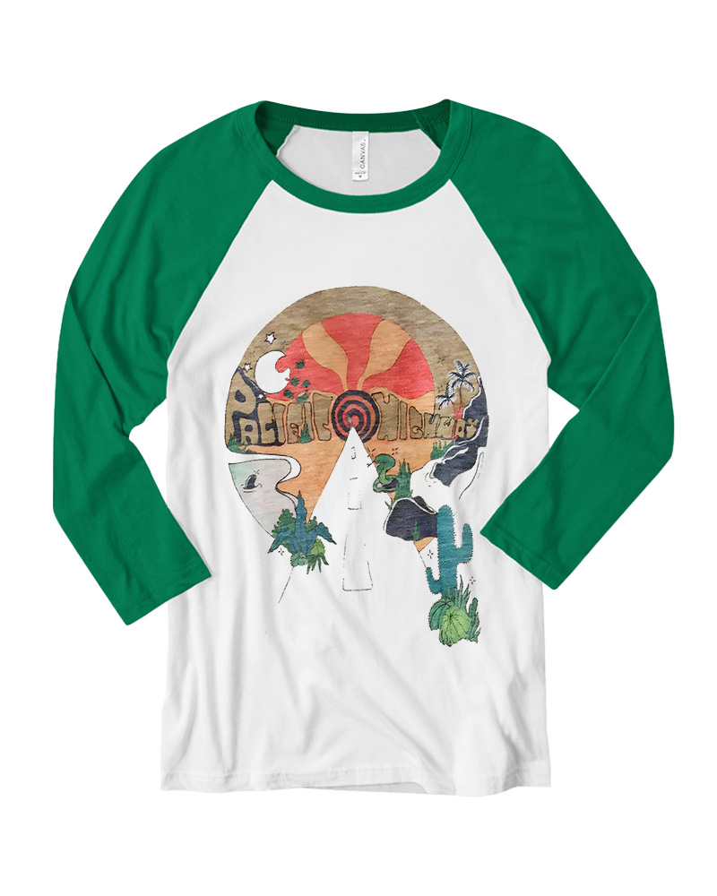 TheRetroTee Open Road Pacific Highway 1970s Long Sleeve Raglan T-Shirt