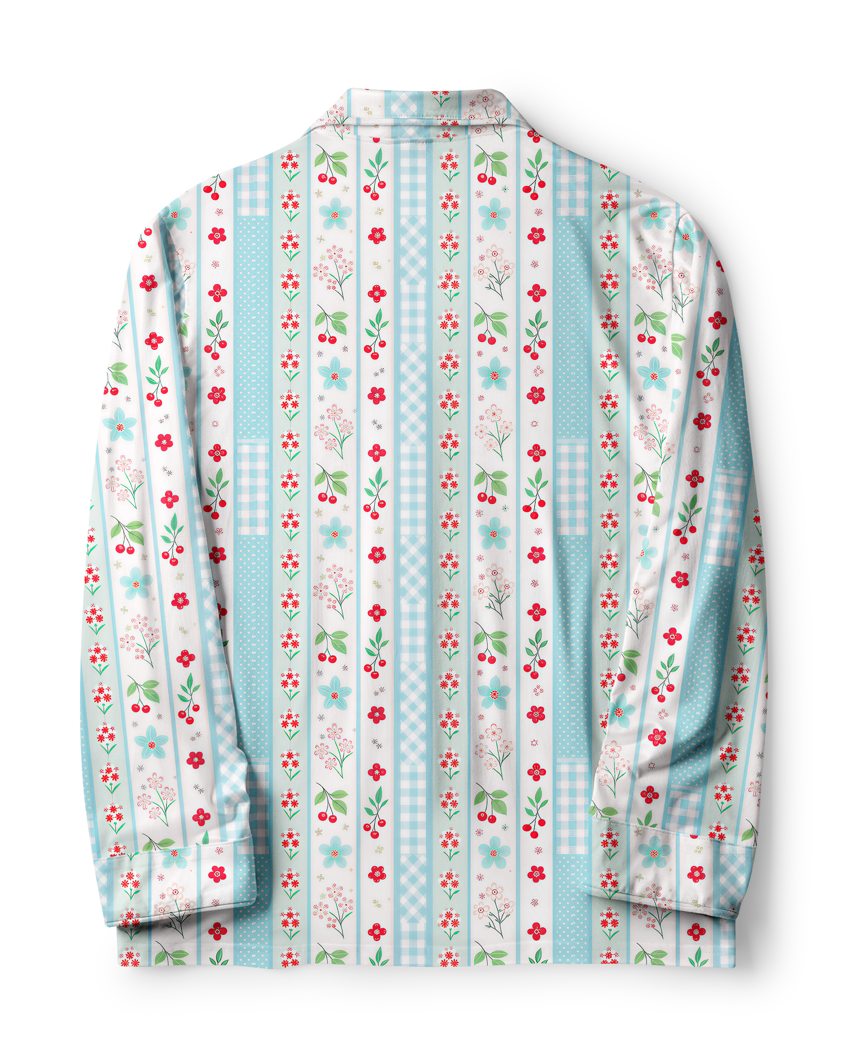 TheRetroTee Cherry Gingham Stripe Vintage Pajama Set