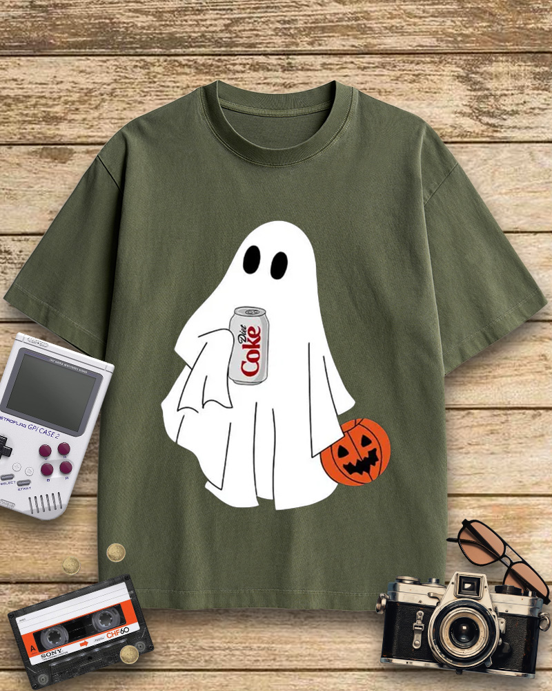TheRetroTee Halloween Diet Coke Ghost 1980s Cotton T-Shirt