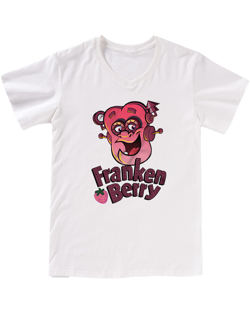 TheRetroTee Franken Berry 1970sV-neck T-Shirt