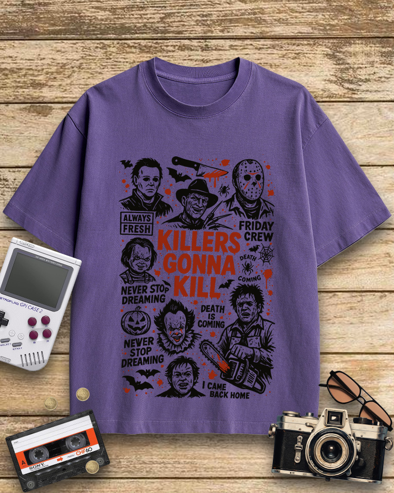 TheRetroTee Killers Gonna Kill 1980s Halloween Cotton T-Shirt