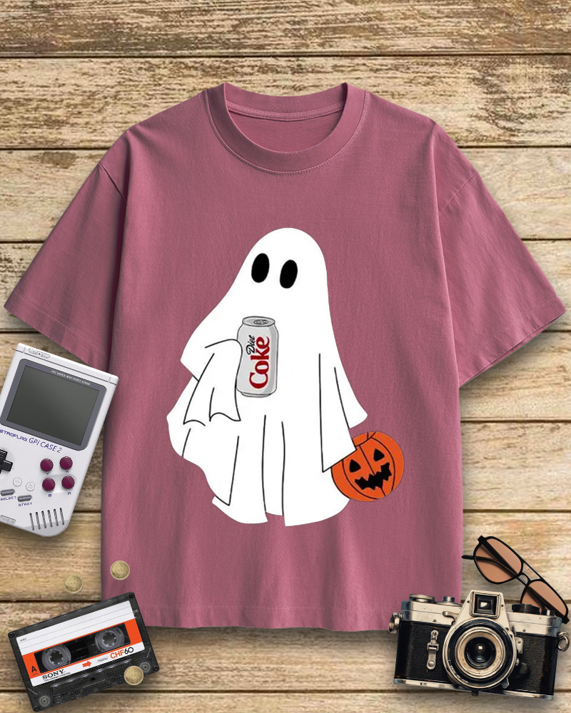 TheRetroTee Halloween Diet Coke Ghost 1980s Cotton T-Shirt
