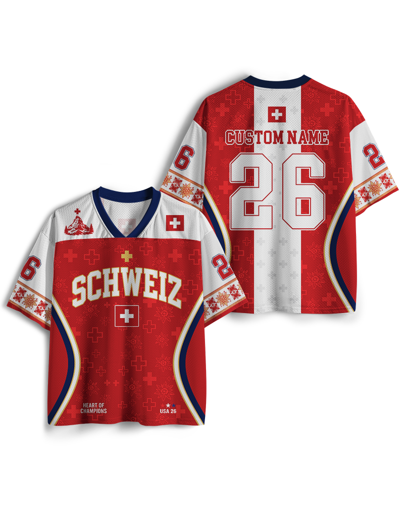 TheRetroTee Custom Switzerland Soccer Mesh Jersey