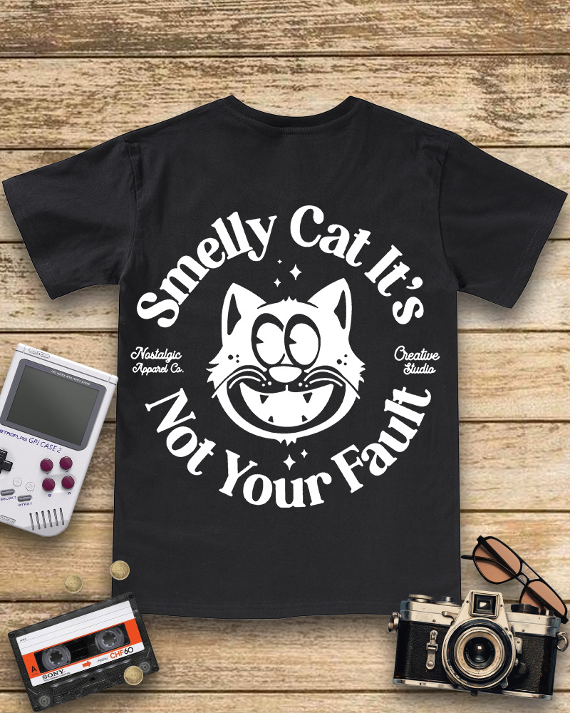TheRetroTee Smelly Cat  V-neck T-Shirt