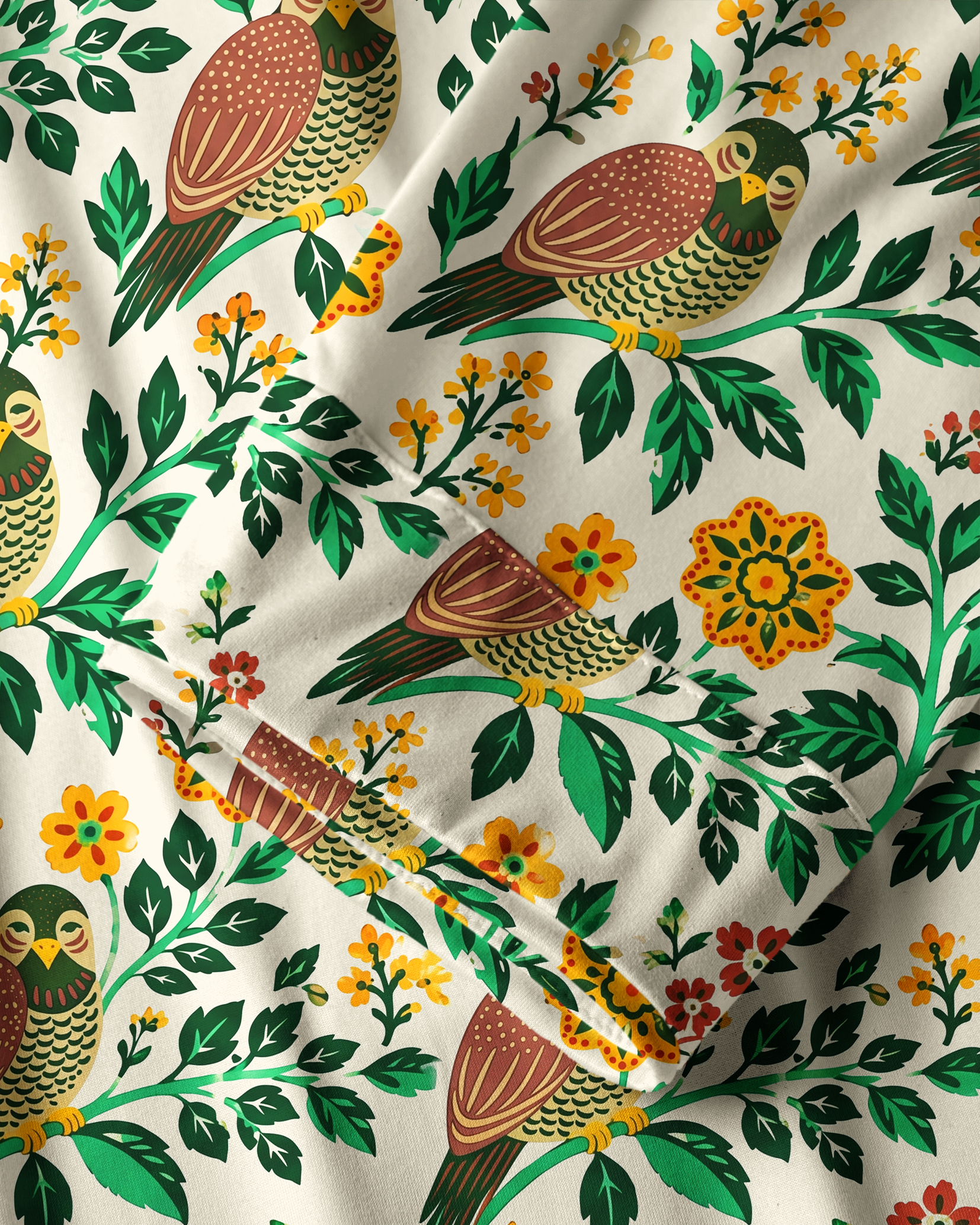 TheRetroTee Folk Bird Blossom Vintage Pajama Set