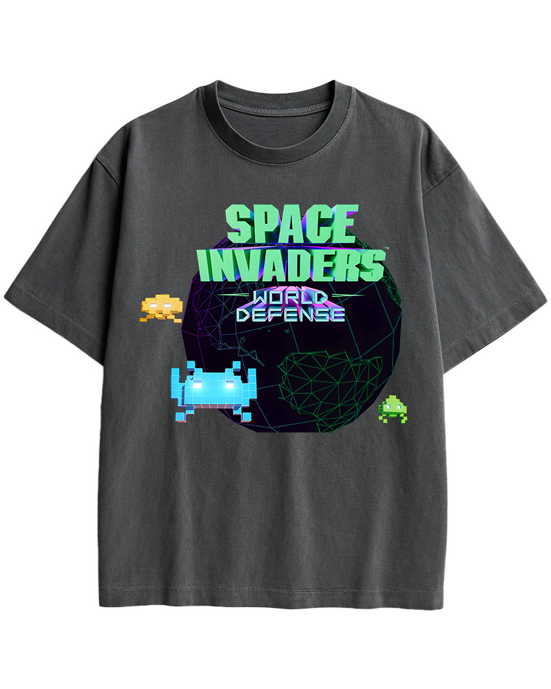 TheRetroTee SPACE INVADERS World Defense 1980s Cotton T-Shirt